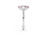 White gold Marquise Cut Morganite Solitaire with Side Baguettes and Channel Set Band_2