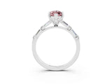 White gold Marquise Cut Morganite Solitaire with Side Baguettes and Channel Set Band_3