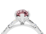 White gold Marquise Cut Morganite Solitaire with Side Baguettes and Channel Set Band_4