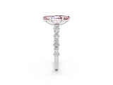 White gold Marquise Cut Morganite Solitaire with Side Stones, Pave Band, Four-Prong Setting_26