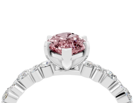 White gold Marquise Cut Morganite Solitaire with Side Stones, Pave Band, Four-Prong Setting_28