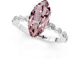 White gold Marquise Cut Morganite Solitaire with Side Stones on a Pavé Band and Four-Prong Setting_1