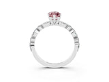 White gold Marquise Cut Morganite Solitaire with Side Stones on a Pavé Band and Four-Prong Setting_3