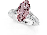 White gold Marquise Cut Morganite Split Shank Engagement Ring with Pavé Band_1
