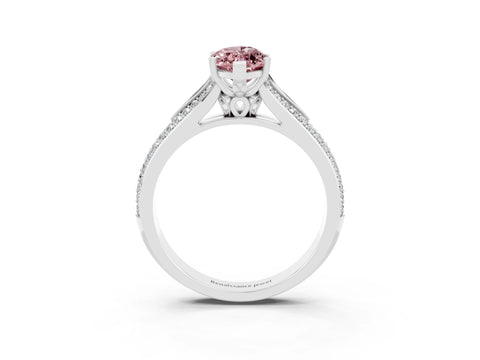 White gold Marquise Cut Morganite Split Shank Engagement Ring with Pavé Band_3
