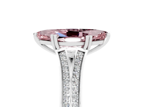 White gold Marquise Cut Morganite Split Shank Engagement Ring with Pavé Band_5