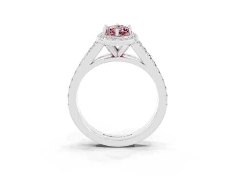 White gold Marquise Cut Morganite Split Shank Halo Ring with Four-Prong Setting_15