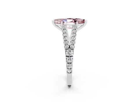 White gold Marquise Cut Morganite Split Shank Pavé Engagement Ring with Four-Prong Setting_14