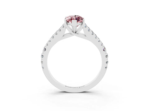 White gold Marquise Cut Morganite Split Shank Pavé Engagement Ring with Four-Prong Setting_15