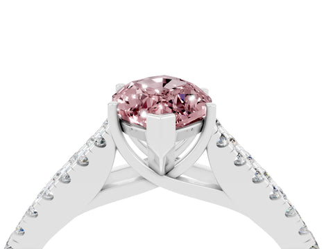 White gold Marquise Cut Morganite Split Shank Pavé Engagement Ring with Four-Prong Setting_16