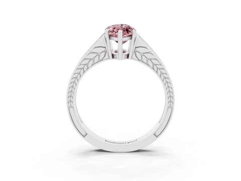 White gold Marquise Cut Morganite Split Shank Ring with Pavé Band and Four-Prong Setting_3