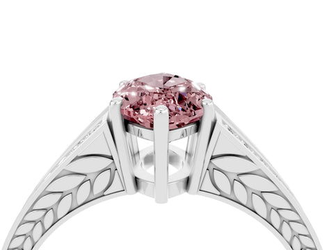 White gold Marquise Cut Morganite Split Shank Ring with Pavé Band and Four-Prong Setting_4