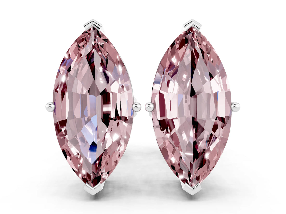 White gold Marquise Cut Morganite Stud Earrings_39