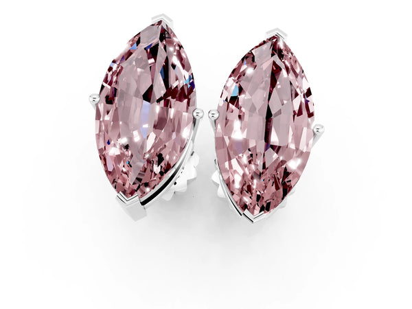 White gold Marquise Cut Morganite Stud Earrings