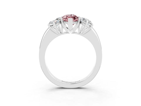 White gold Marquise Cut Morganite Three-Stone Ring with Four-Prong Setting and Classic Band_3