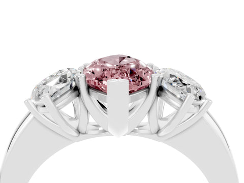 White gold Marquise Cut Morganite Three-Stone Ring with Four-Prong Setting and Classic Band_4