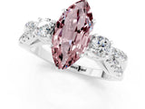 White gold Marquise Cut Morganite Three-Stone Ring with Pavé Split Shank and Four-Prong Setting_13