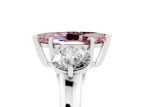 White gold Marquise Cut Morganite Three-Stone Ring with Prong Setting and Classic Band_5