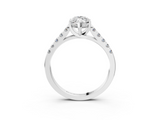 White gold Marquise Cut Pavé Band Solitaire Ring with Four-Prong Setting_319