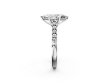 White gold Marquise Cut Pavé Band Solitaire Ring with Four-Prong Setting_321