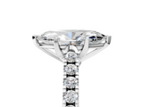 White gold Marquise Cut Pavé Band Solitaire Ring with Four-Prong Setting_324