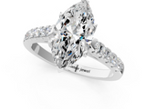 White gold Marquise Cut Pavé Band Solitaire Ring with Four-Prong Setting_324
