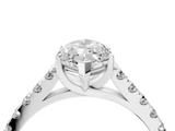 White gold Marquise Cut Pavé Band Solitaire Ring with Four-Prong Setting_327