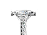 White gold Marquise Cut Pave Band Milgrain Solitaire Ring_11