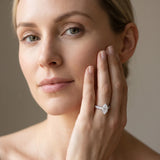 White gold Marquise Cut Pave Band Milgrain Solitaire Ring_19