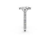 White gold Marquise Cut Pave Band Milgrain Solitaire Ring_8