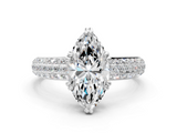 White gold Marquise Cut Pave Diamond Engagement Ring with Channel Set Band and Four-Prong Setting_25