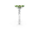 White gold Marquise Cut Peridot Cluster Side Stone Solitaire Ring with Prong Setting_26