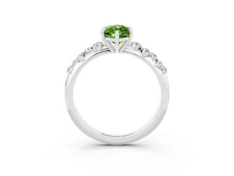 White gold Marquise Cut Peridot Cluster Side Stone Solitaire Ring with Prong Setting_27