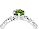 White gold Marquise Cut Peridot Cluster Side Stone Solitaire Ring with Prong Setting_28