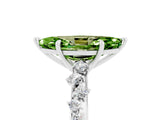White gold Marquise Cut Peridot Cluster Side Stone Solitaire Ring with Prong Setting_29