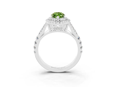 White gold Marquise Cut Peridot Double Halo Ring with Split Shank and Prong Setting_27