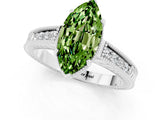 White gold Marquise Cut Peridot Engagement Ring with Milgrain Channel Set Band and Prong Setting_1