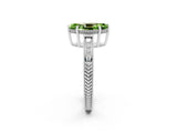 White gold Marquise Cut Peridot Engagement Ring with Milgrain Channel Set Band and Prong Setting_2