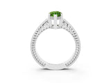 White gold Marquise Cut Peridot Engagement Ring with Milgrain Channel Set Band and Prong Setting_3