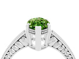 White gold Marquise Cut Peridot Engagement Ring with Milgrain Channel Set Band and Prong Setting_4