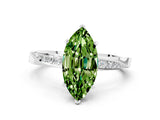 White gold Marquise Cut Peridot Engagement Ring with Side Stone Accents and Four-Prong Setting_27