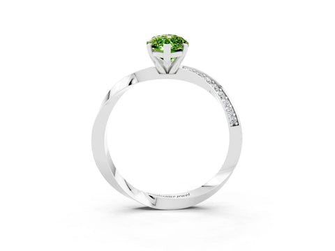 White gold Marquise Cut Peridot Engagement Ring with Side Stone Accents and Four-Prong Setting_30