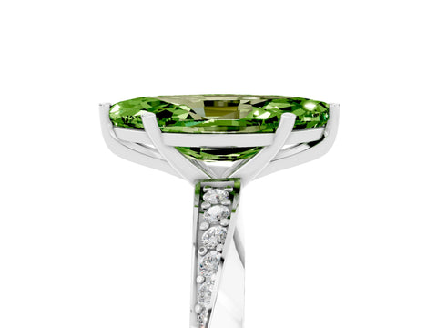 White gold Marquise Cut Peridot Engagement Ring with Side Stone Accents and Four-Prong Setting_32