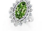 White gold Marquise Cut Peridot Floral Double Halo Engagement Ring with Prong Setting_38