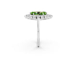 White gold Marquise Cut Peridot Floral Double Halo Engagement Ring with Prong Setting_39