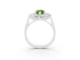 White gold Marquise Cut Peridot Floral Double Halo Engagement Ring with Prong Setting_40