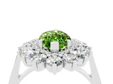 White gold Marquise Cut Peridot Floral Double Halo Engagement Ring with Prong Setting_40