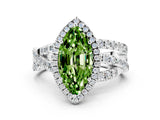 White gold Marquise Cut Peridot Halo Ring with Round Split Shank and Prong Setting_78