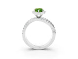 White gold Marquise Cut Peridot Halo Ring with Round Split Shank and Prong Setting_81