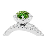 White gold Marquise Cut Peridot Halo Ring with Round Split Shank and Prong Setting_82